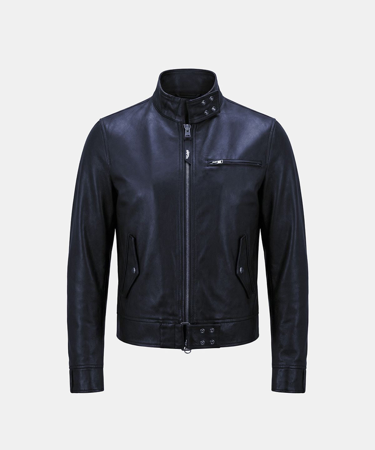 배드블러드(BADBLOOD) Spina High-Neck Jacket - Navy Leather