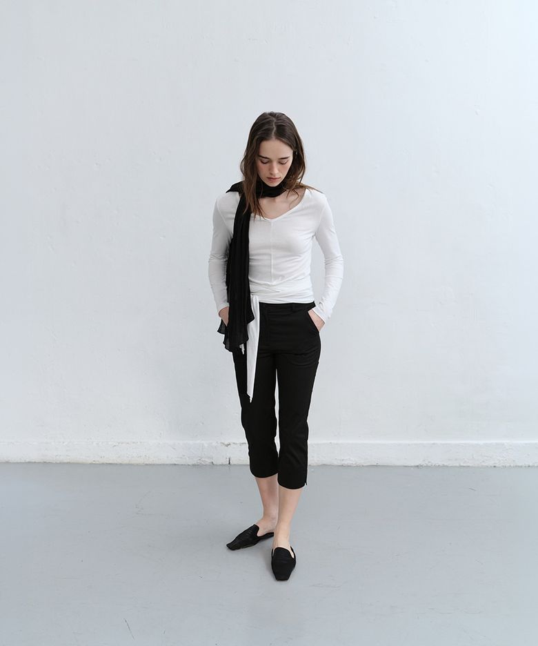 V-NECK TIE T-SHIRT [WHITE]