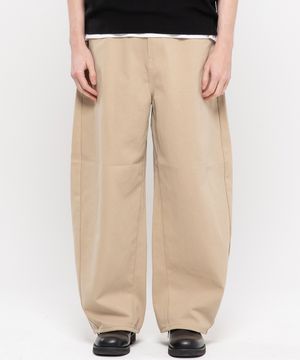 커브드 벌룬 코튼 데님팬츠[베이지]