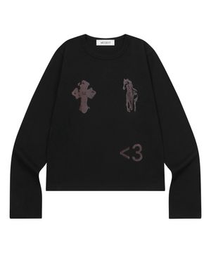 엔틱 크로스 포니 긴팔 티 (2컬러)