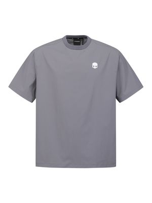 유니 뼈그래픽 우븐 반팔라운드