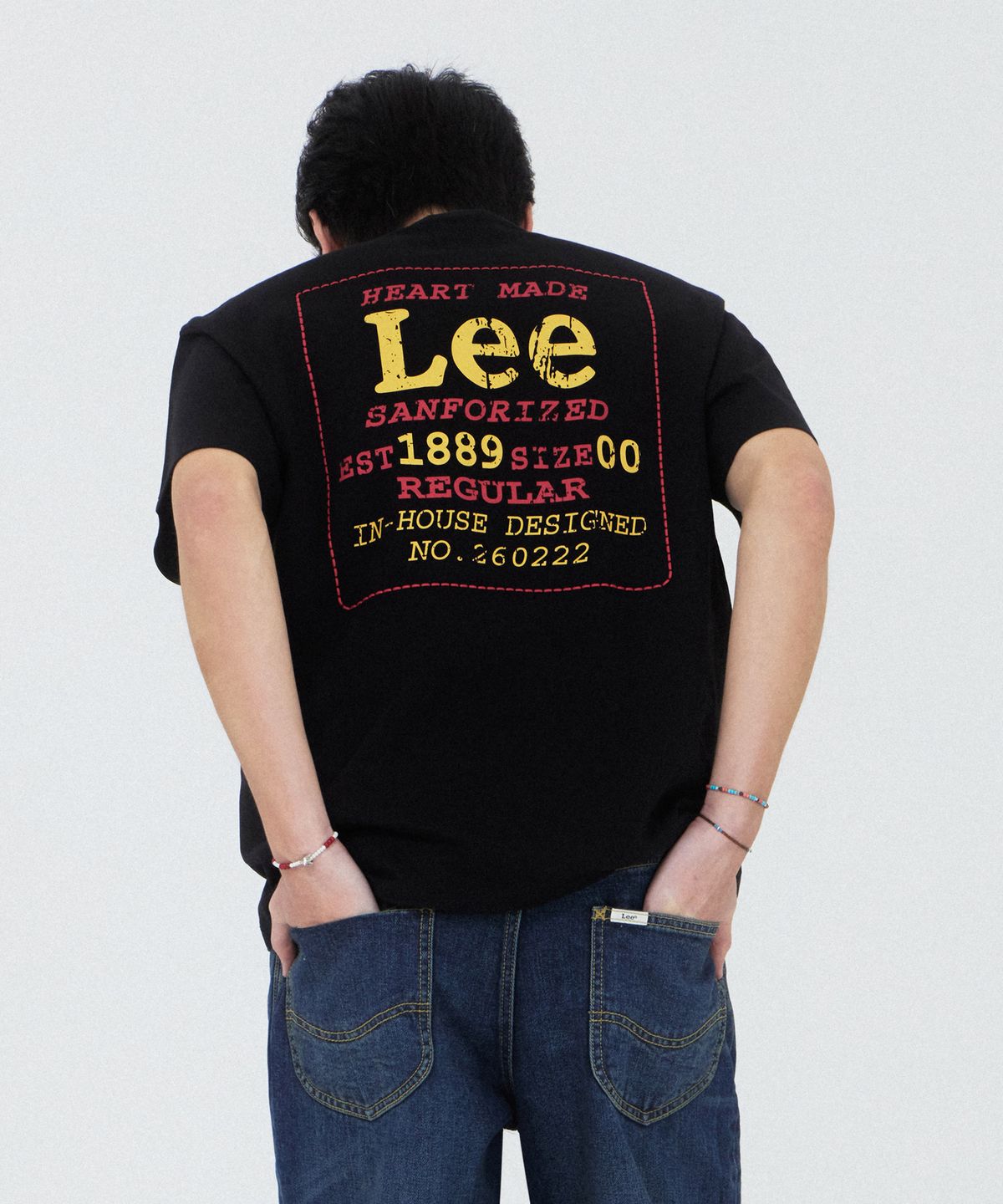 리(LEE) 101 라벨 반팔 티셔츠 블랙