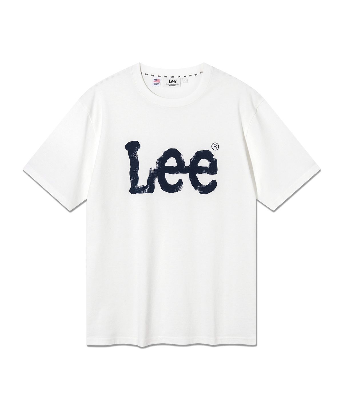 리(LEE) 스프레이 로고 반팔 티셔츠 화이트