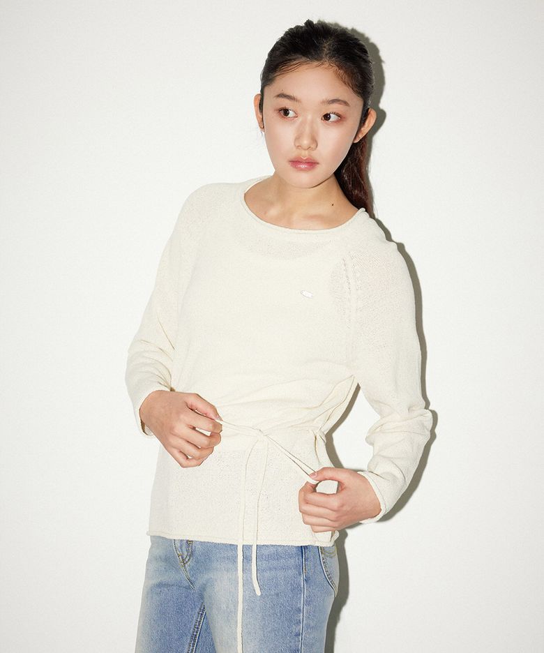 우먼 스트랩 썸머 니트 크림