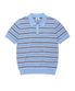 스트라이프 카라 반팔 니트 블루