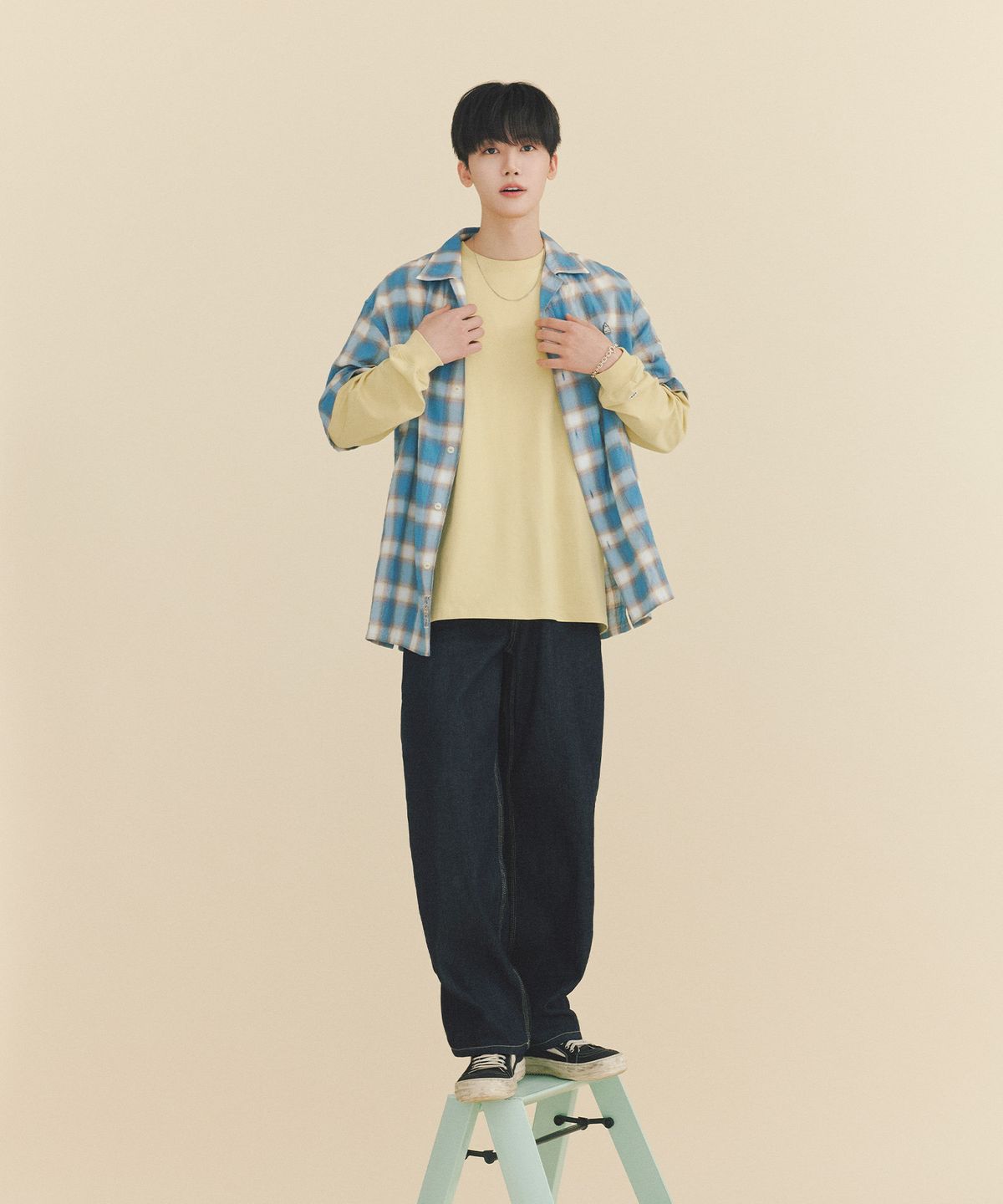 리(LEE) 린넨 데님 팬츠 인디고 로우