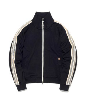 사이드 데님 라인 트랙 집업 블랙