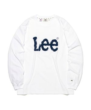 스프레이 로고 긴팔 티셔츠 화이트