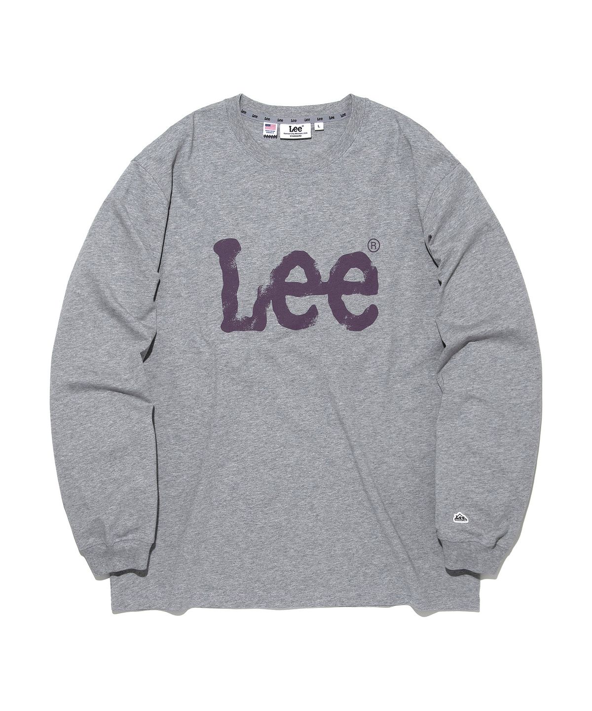 리(LEE) 스프레이 로고 긴팔 티셔츠 그레이