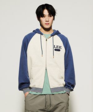 빈티지 레글런 후드 집업 네이비