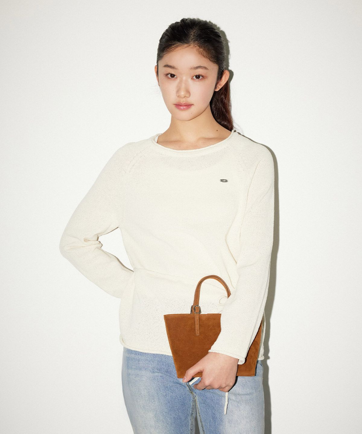 리(LEE) 스웨이드 미니 토트백 카멜