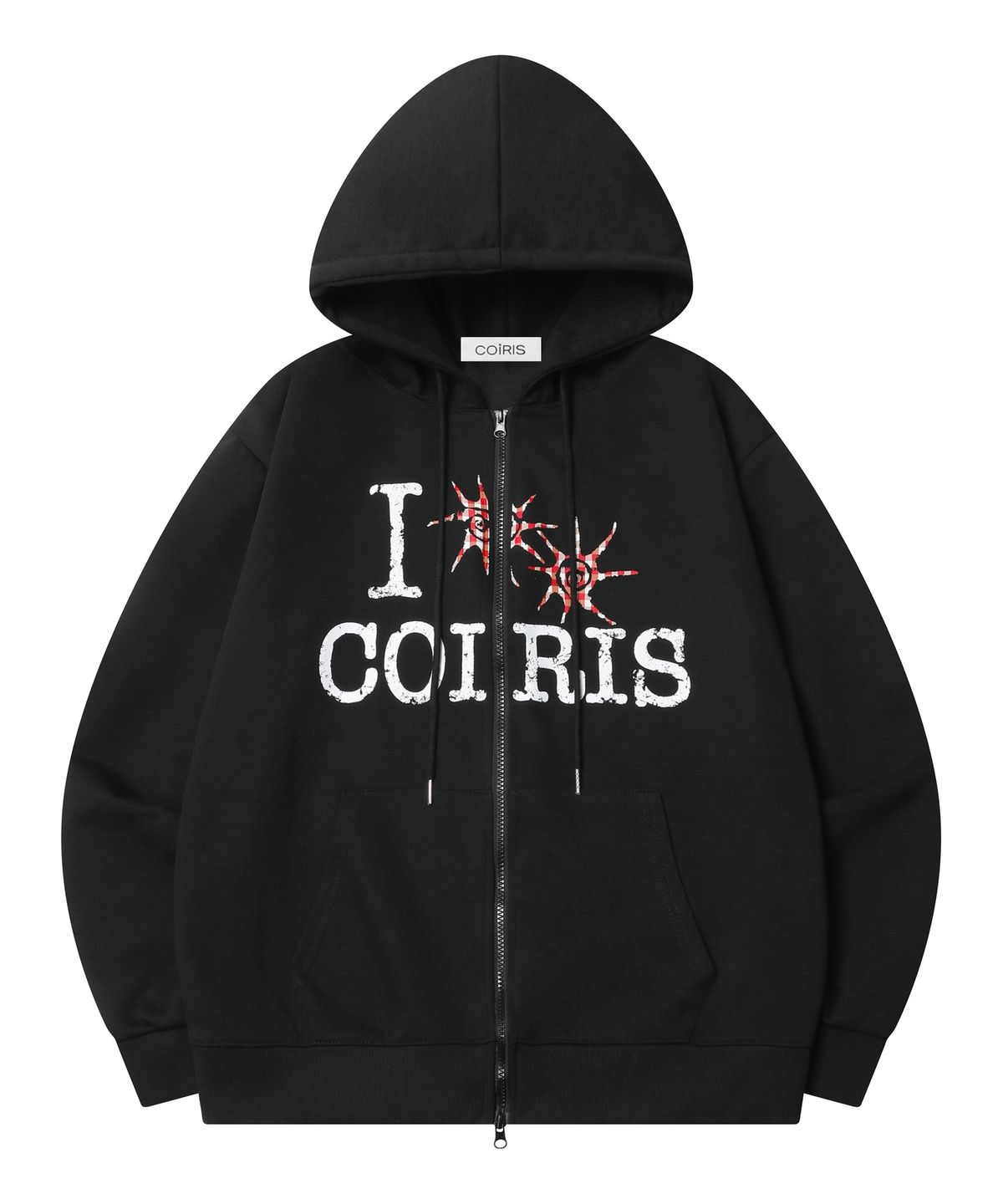 코이리스(COIRIS) 슬루 빈티지 체크 로고 후드 집업 남녀공용
