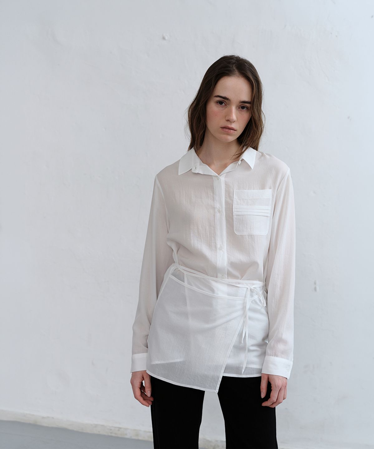 로우타이드(LOW TIDE) LAYERED WRAP SHIRT [WHITE]