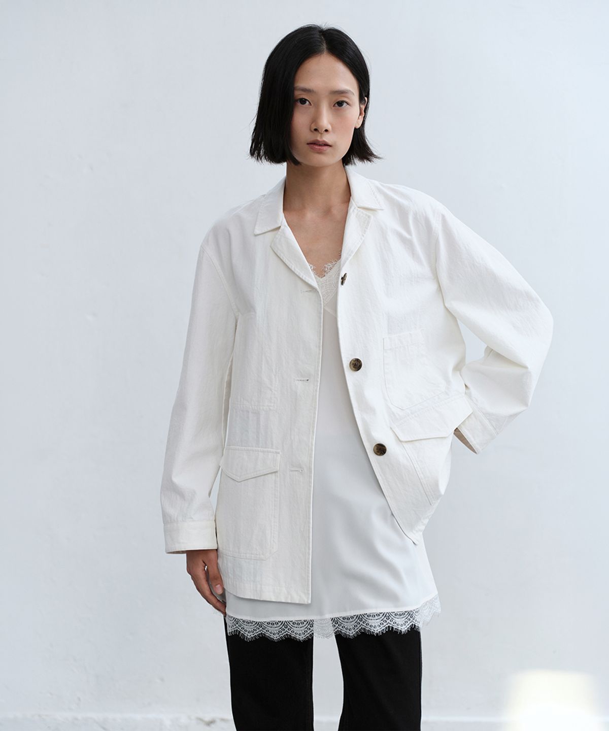 로우타이드(LOW TIDE) FRENCH WORK JACKET [WHITE]
