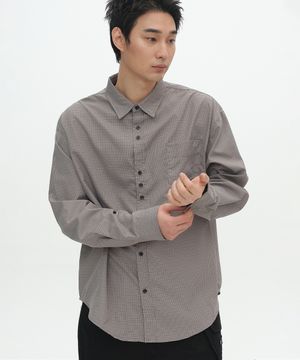 깅엄 클래식 더블 버튼 디테일 빈티지 포레스트 원포켓 오버핏 잔체크 셔츠 _2COLOR
