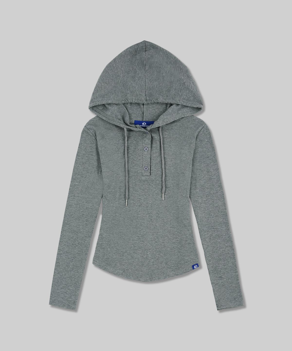 돌핀웨이브어패럴(DOLPHIN WAVE APPAREL) 돌핀 골지 슬림 헨리넥 후드티 멜란지 그레이