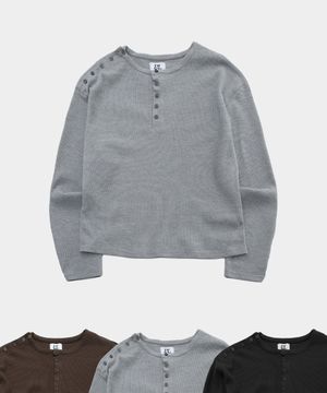 스냅 포인트 소프트 라운드넥 베이직 롱 슬리브 티셔츠 _3COLOR