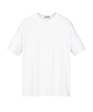 리브드 헨리넥 반팔 티셔츠 화이트 IETS6E021WT