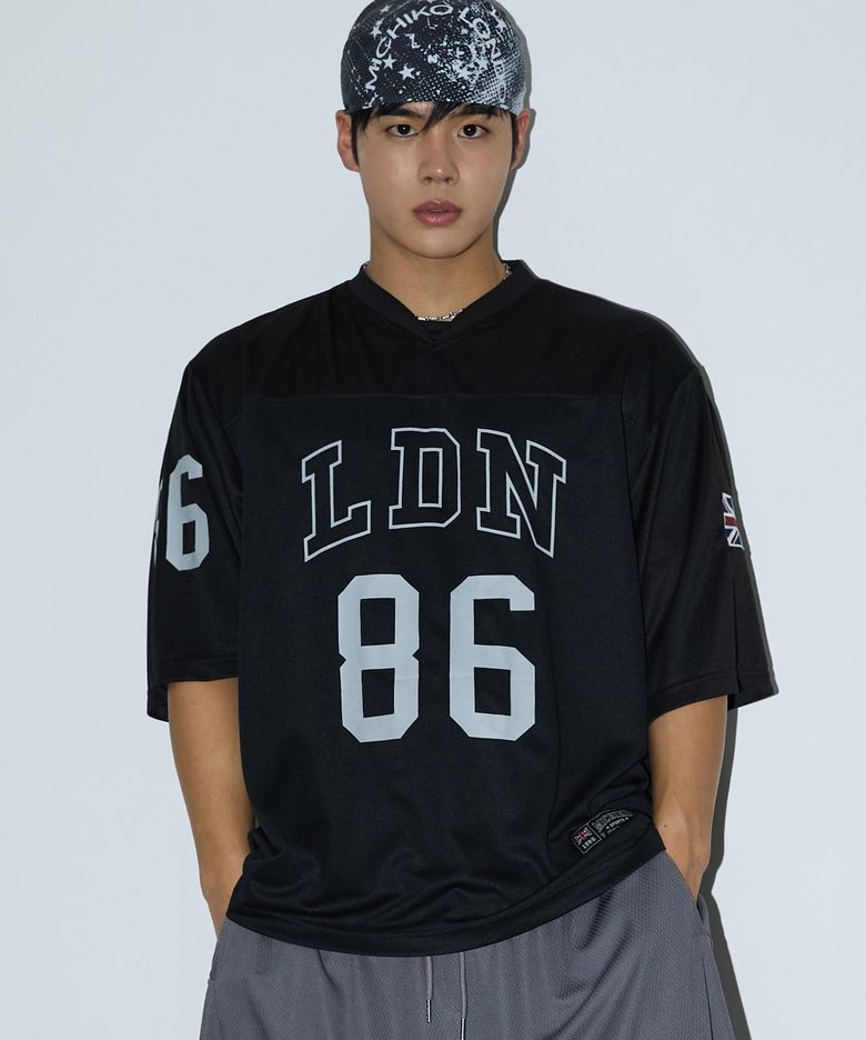 LDN 럭비 저지 반팔 티셔츠 블랙