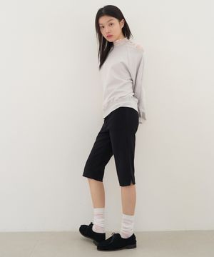 Cheese Fit Hidden-Banding Capri Pants (Black)