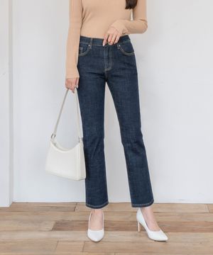 히든밴딩 스판 슬림 일자 데님 팬츠(진청 )