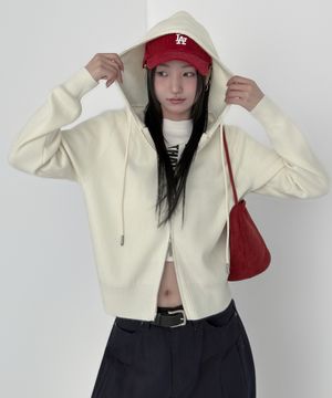 투웨이 베이직 니트 후드 집업 - 2COLOR