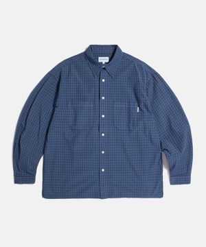 Overdyed Check 2 Pocket Shirt Blue