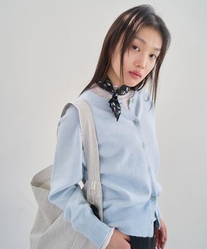 Daily Round Knit Cardigan (Morning sky blue)