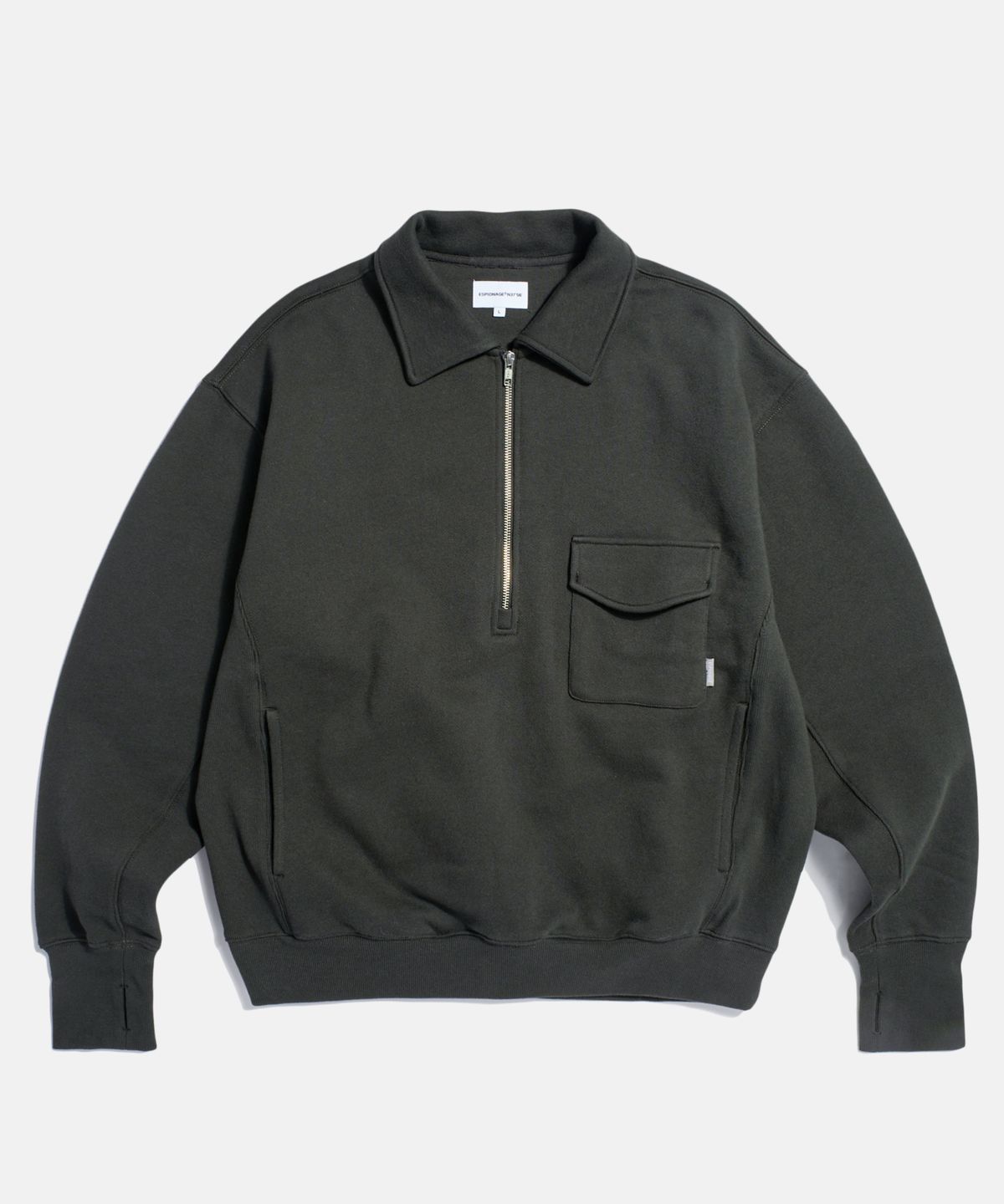 에스피오나지(ESPIONAGE) Retro Half Zip Sweatshirt Vintage Black