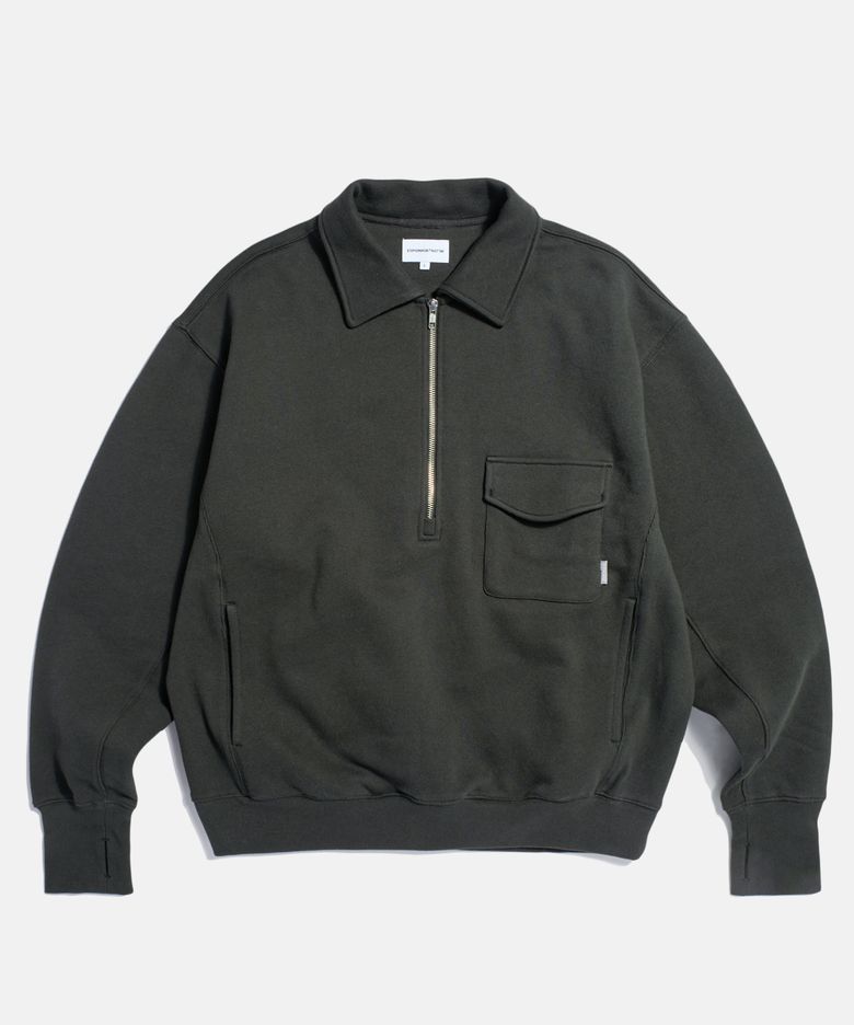 Retro Half Zip Sweatshirt Vintage Black