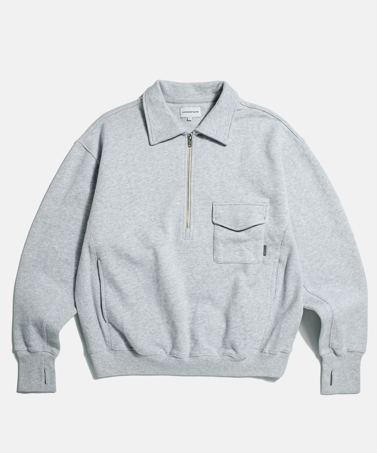 에스피오나지(ESPIONAGE) Retro Half Zip Sweatshirt Grey