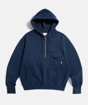 Retro Half Zip Sweat Hoodie Navy