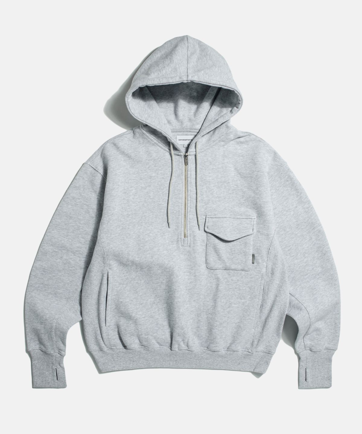 에스피오나지(ESPIONAGE) Retro Half Zip Sweat Hoodie Grey