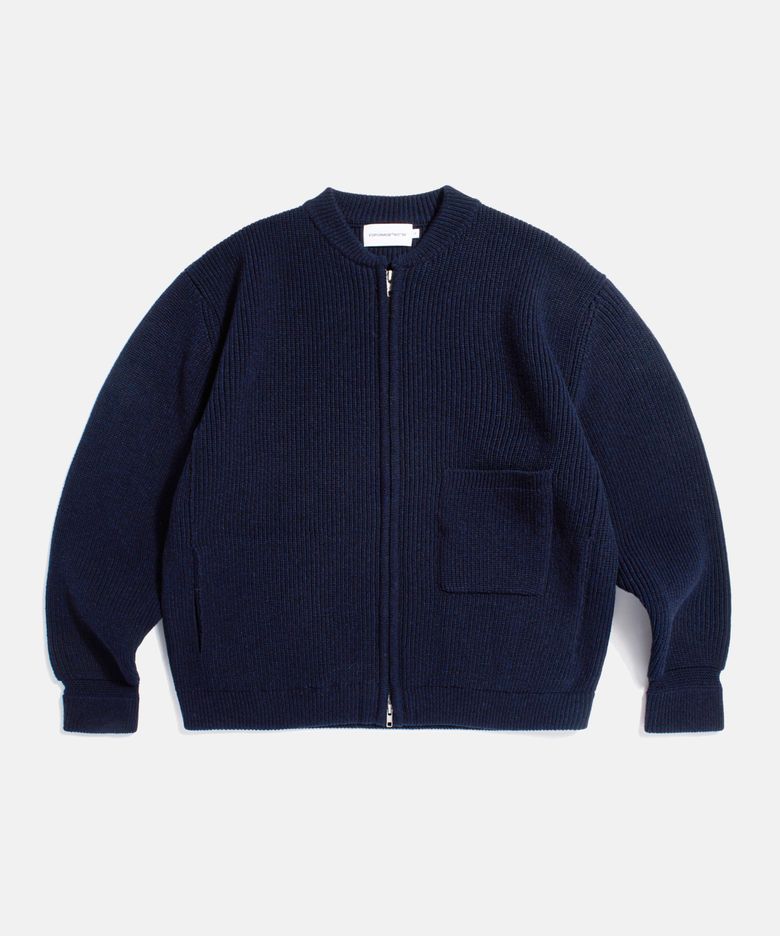 Miller Heavyweight Zip Knit Jacket Navy