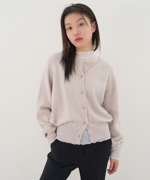 Daily Round Knit Cardigan (Oatmeal beige)