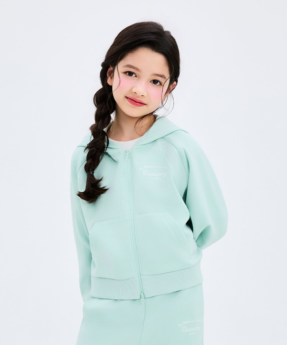 디스커버리 키즈(DISCOVERY KIDS) 여아 에센셜 후드 집업 (L/MINT)