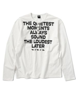 호리젠탈 레터링 헨리넥 긴팔 티셔츠 - 오프 화이트