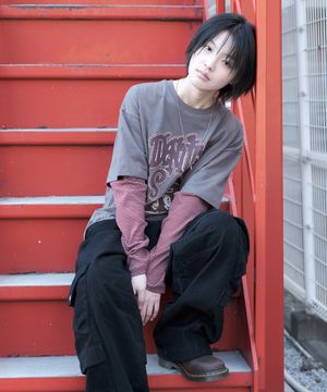 1997스트라이프 긴팔 티셔츠 - 그레이/레드