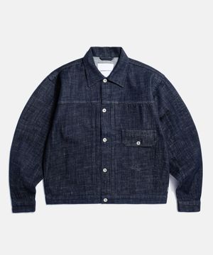 (JPN Fabric)Type 1 Kaihara Denim Trucker Jacket Dark Indigo