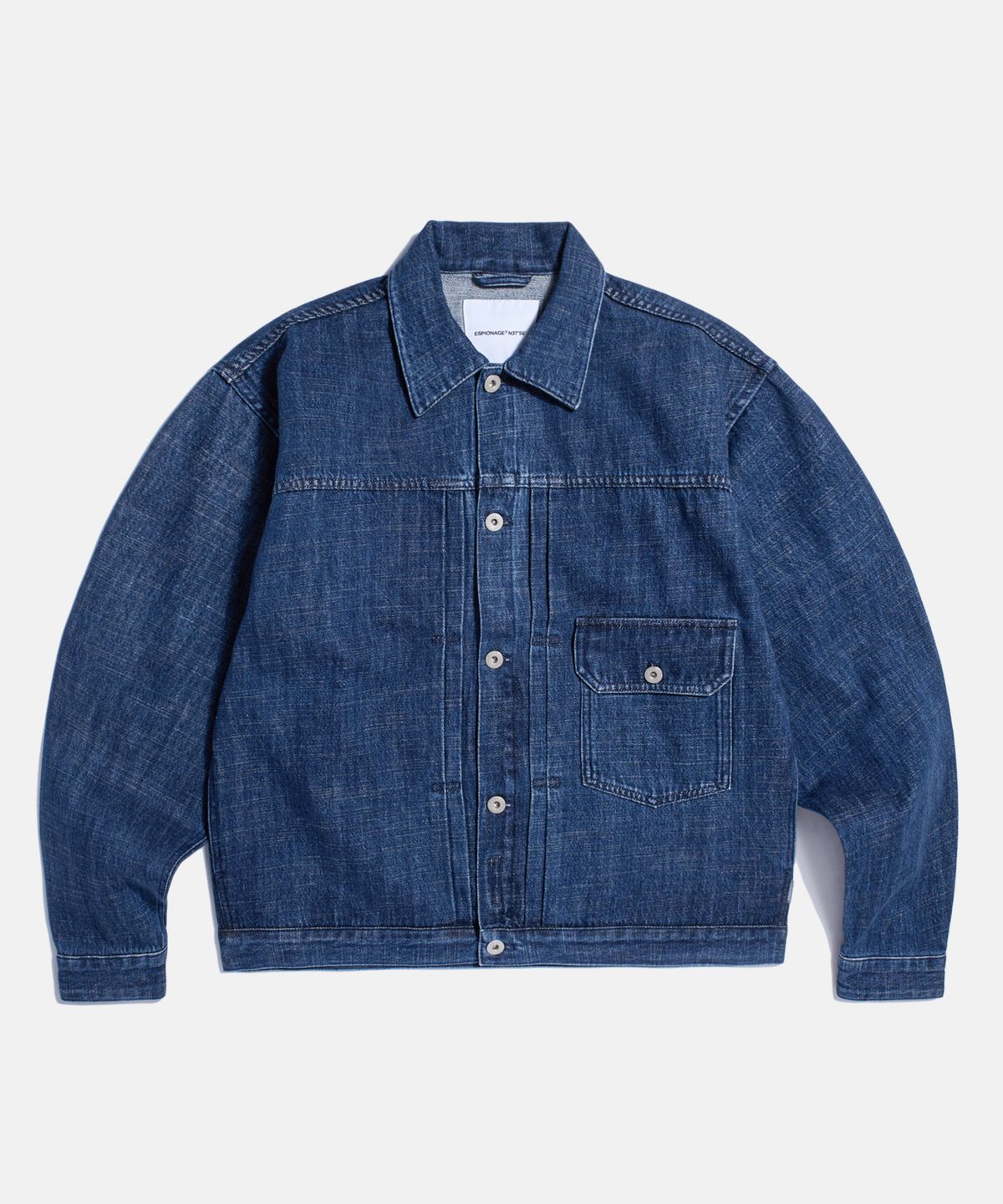 에스피오나지(ESPIONAGE) (JPN Fabric)Type 1 Kaihara Denim Trucker Jacket Mid Indigo