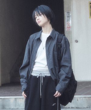 릴렉스드 핏 체크 셔츠 - 딥 차콜