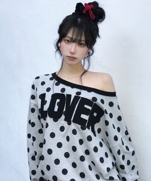 EL DOT LOVER ONE-SHOULDER TEE(GRAY)