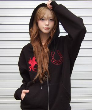 EL UNICORN HOOD ZIP UP(BLACK)