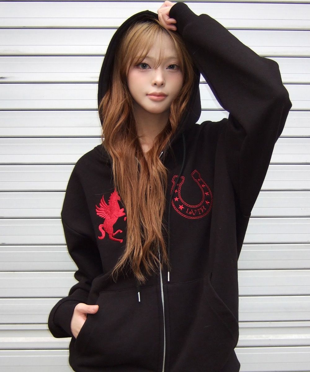 MUSINSA公式 | LUVISTRUE EL UNICORN HOOD ZIP UP(BLACK)