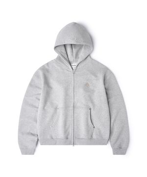 세리프 베이스볼 로고 후드집업_멜란지그레이