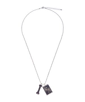 EL GLITTER CROSS BONE NECKLACE(BLACK)