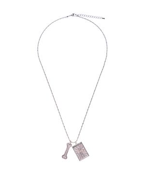 EL GLITTER CROSS BONE NECKLACE(PINK)