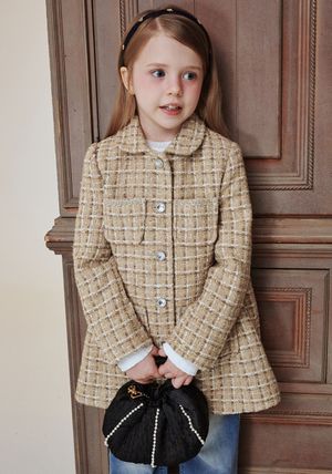 BA12CT03BG 베이지 트위드 코트 자켓