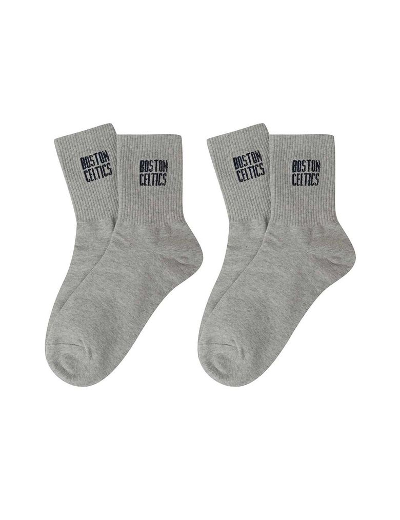 팀 레터링 2PACK MID SOCKS 멜란지 그레이
