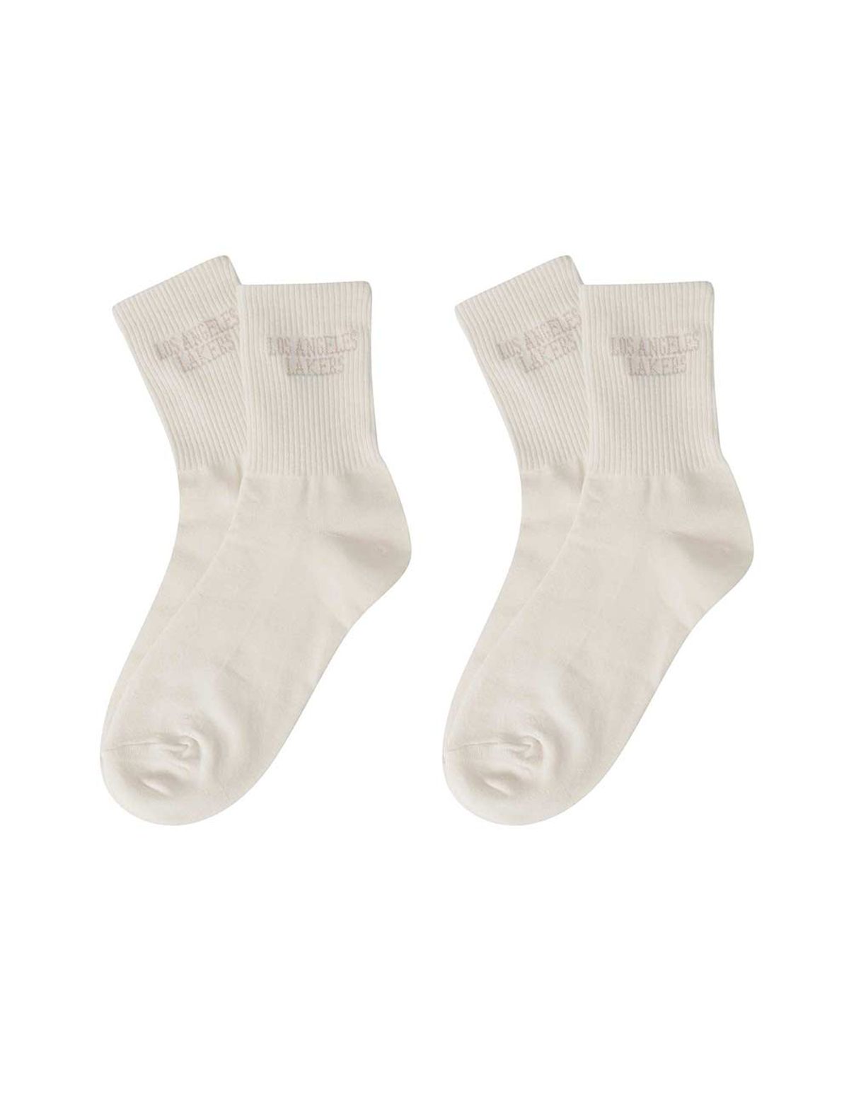 엔비에이(NBA) 팀 레터링 2PACK MID SOCKS 아이보리